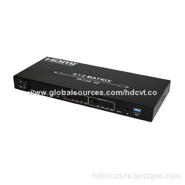 HDMI 1.4 4 x 2/EDID + IR Matrix with 5V DC/1A Power Supply, Sized 113 x 260 x 26mm
